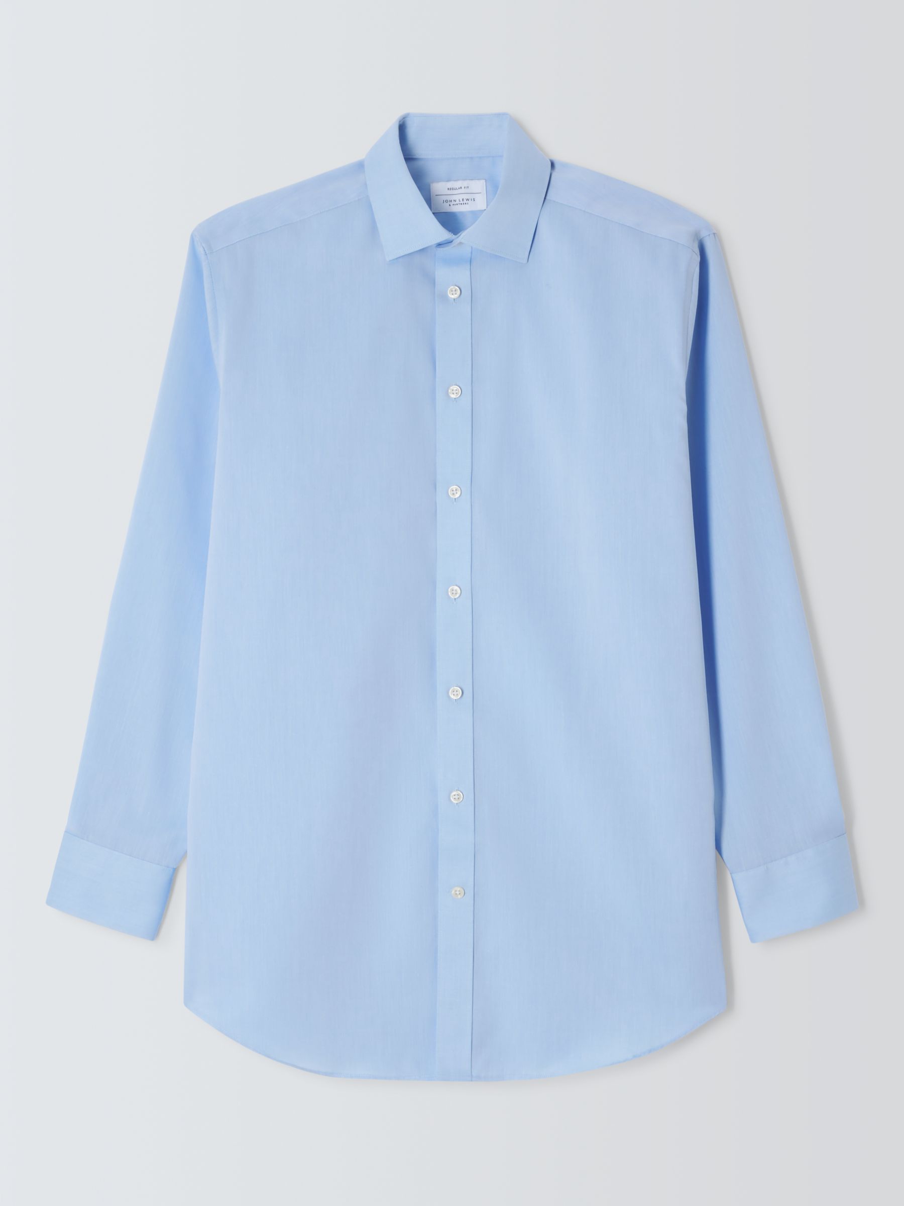 John Lewis Non Iron Twill Regular Fit Single Cuff Shirt, Blue, 15R