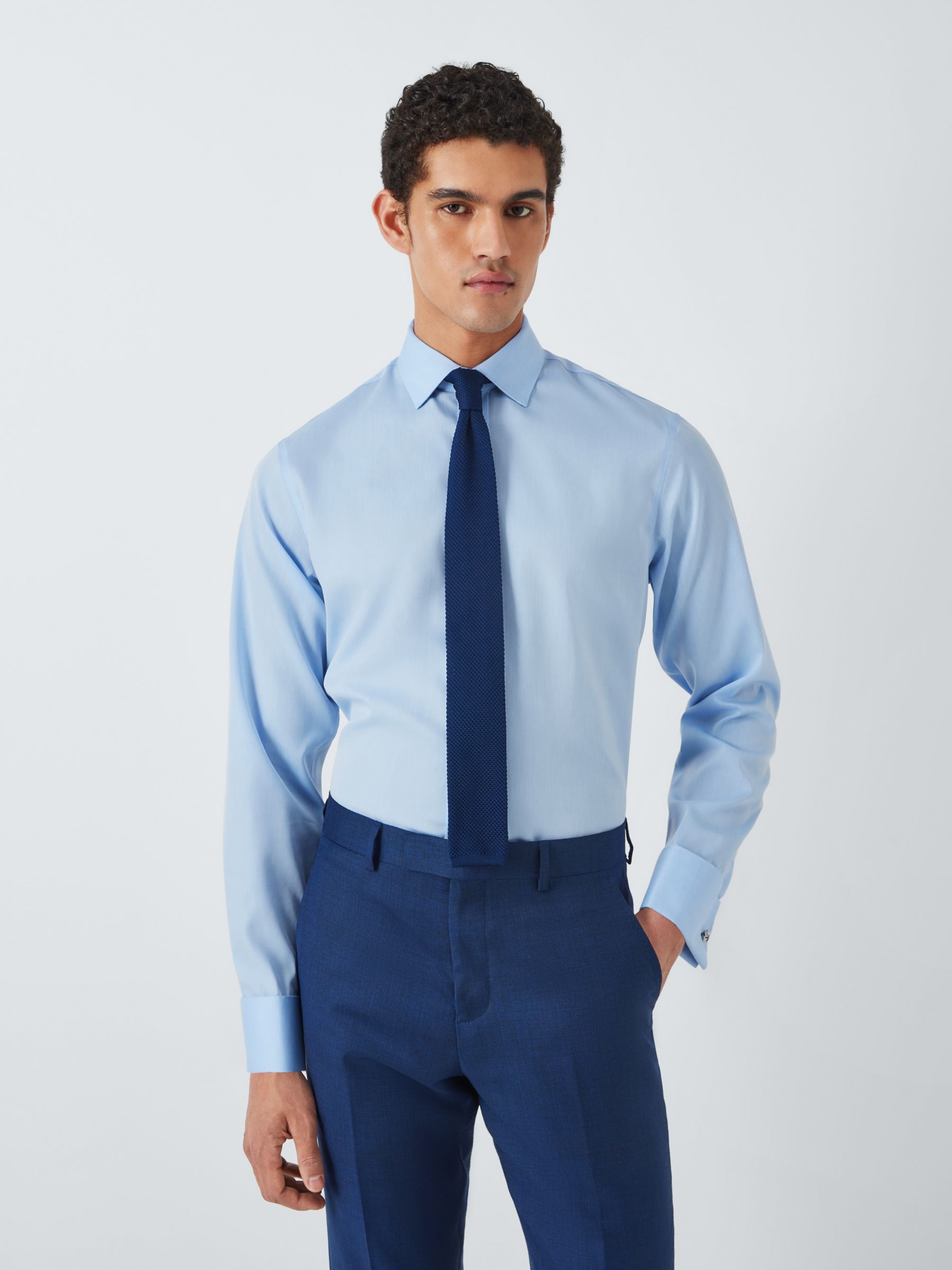 John Lewis Twill Tailored Fit Shirt, Blue at John Lewis & Partners