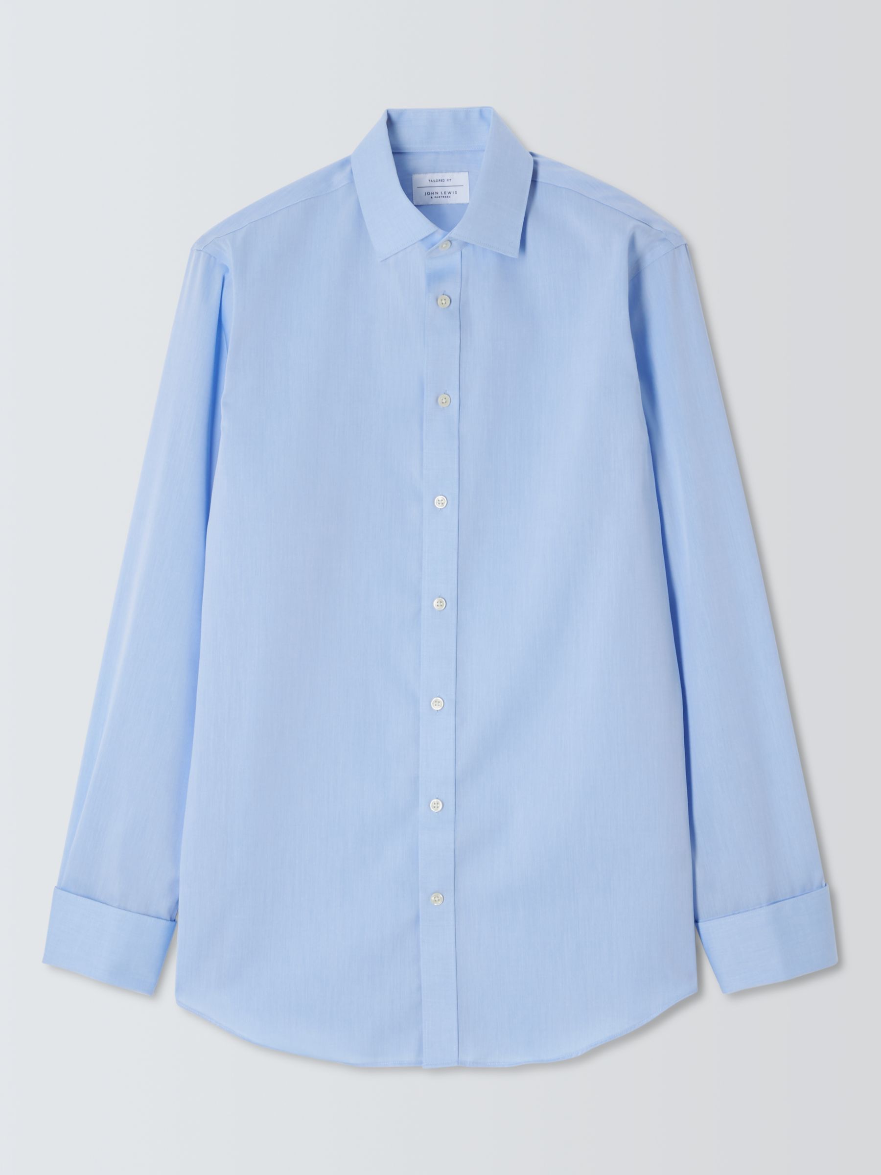 John Lewis Twill Tailored Fit Shirt, Blue at John Lewis & Partners