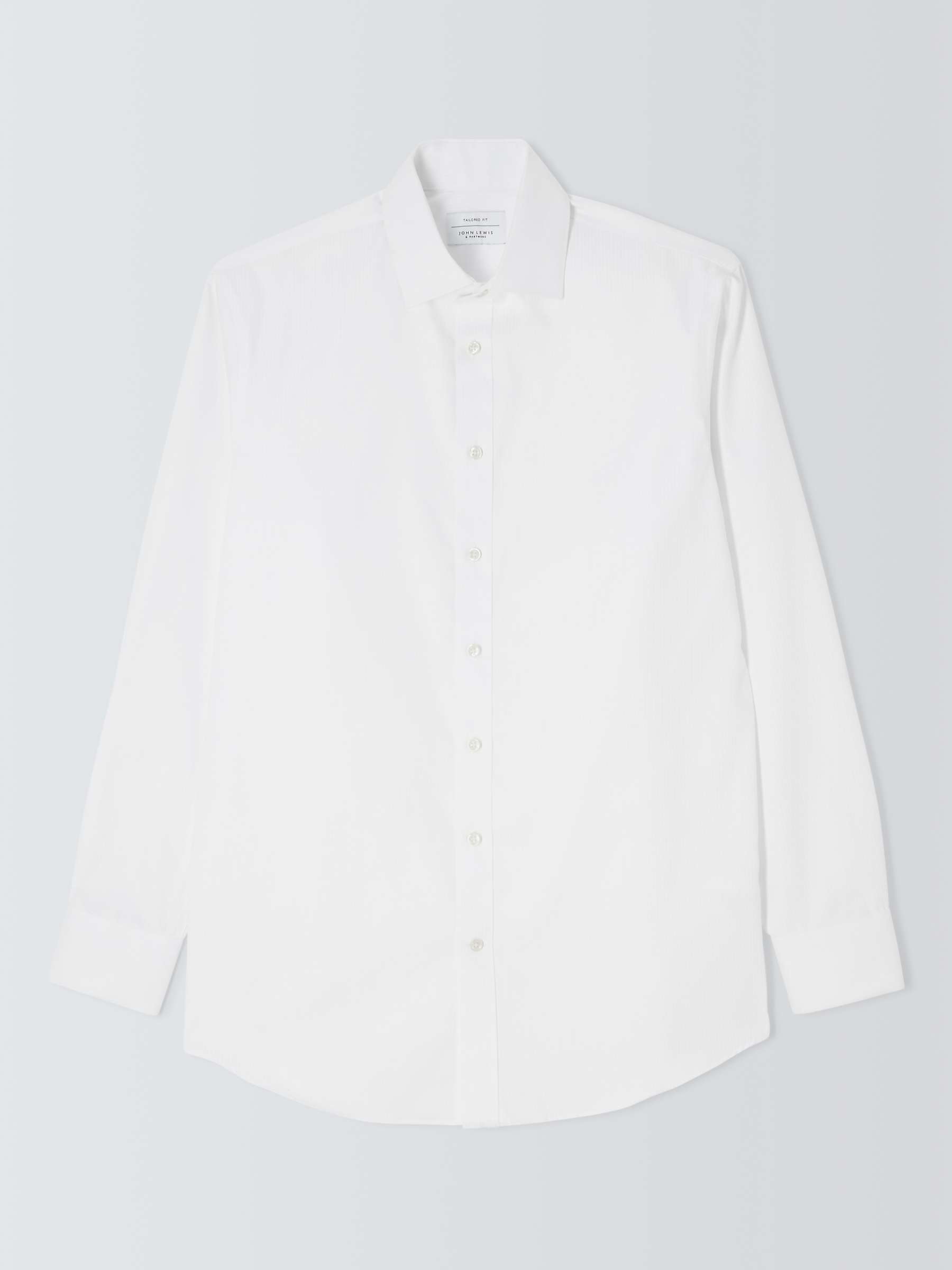 Buy John Lewis Non Iron Self Stripe Tailored Fit Shirt, White Online at johnlewis.com