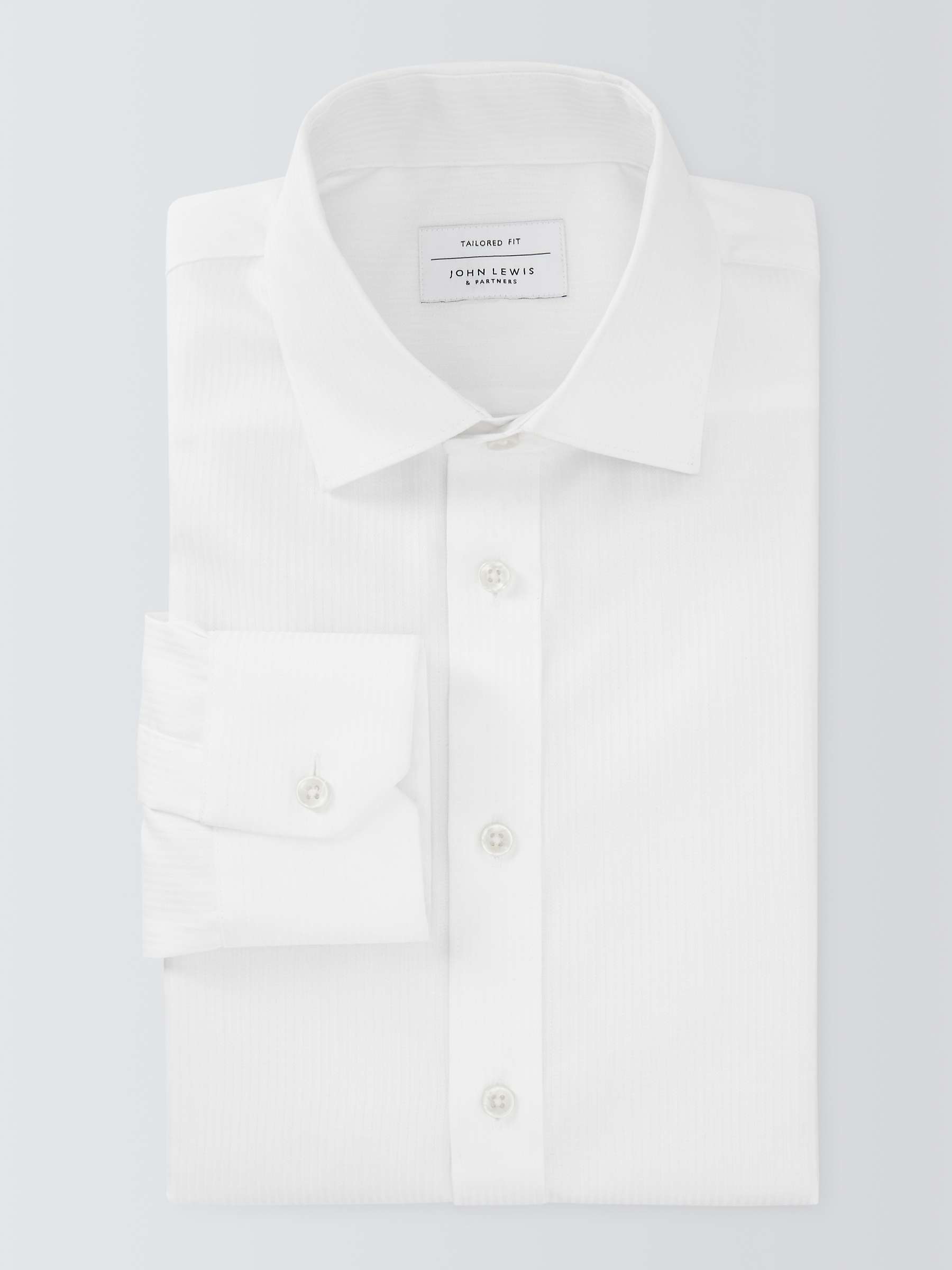 Buy John Lewis Non Iron Self Stripe Tailored Fit Shirt, White Online at johnlewis.com