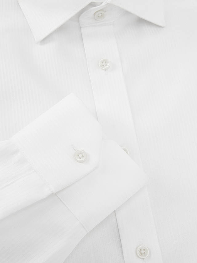 John Lewis Non Iron Self Stripe Tailored Fit Shirt, White