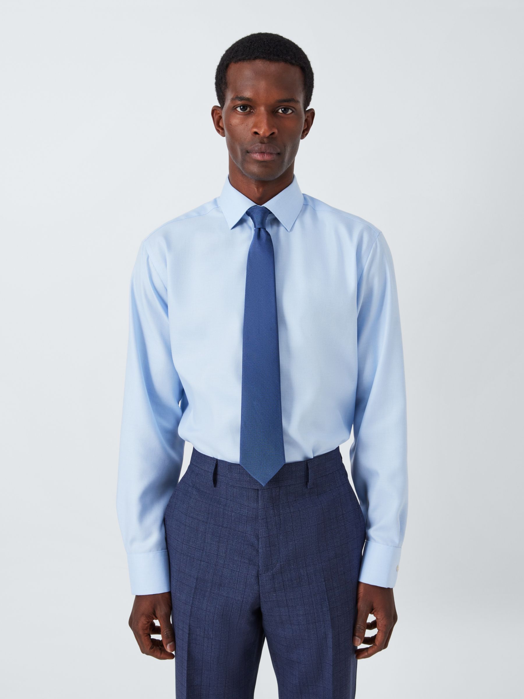 John Lewis Dobby Regular Fit Shirt, Blue at John Lewis & Partners