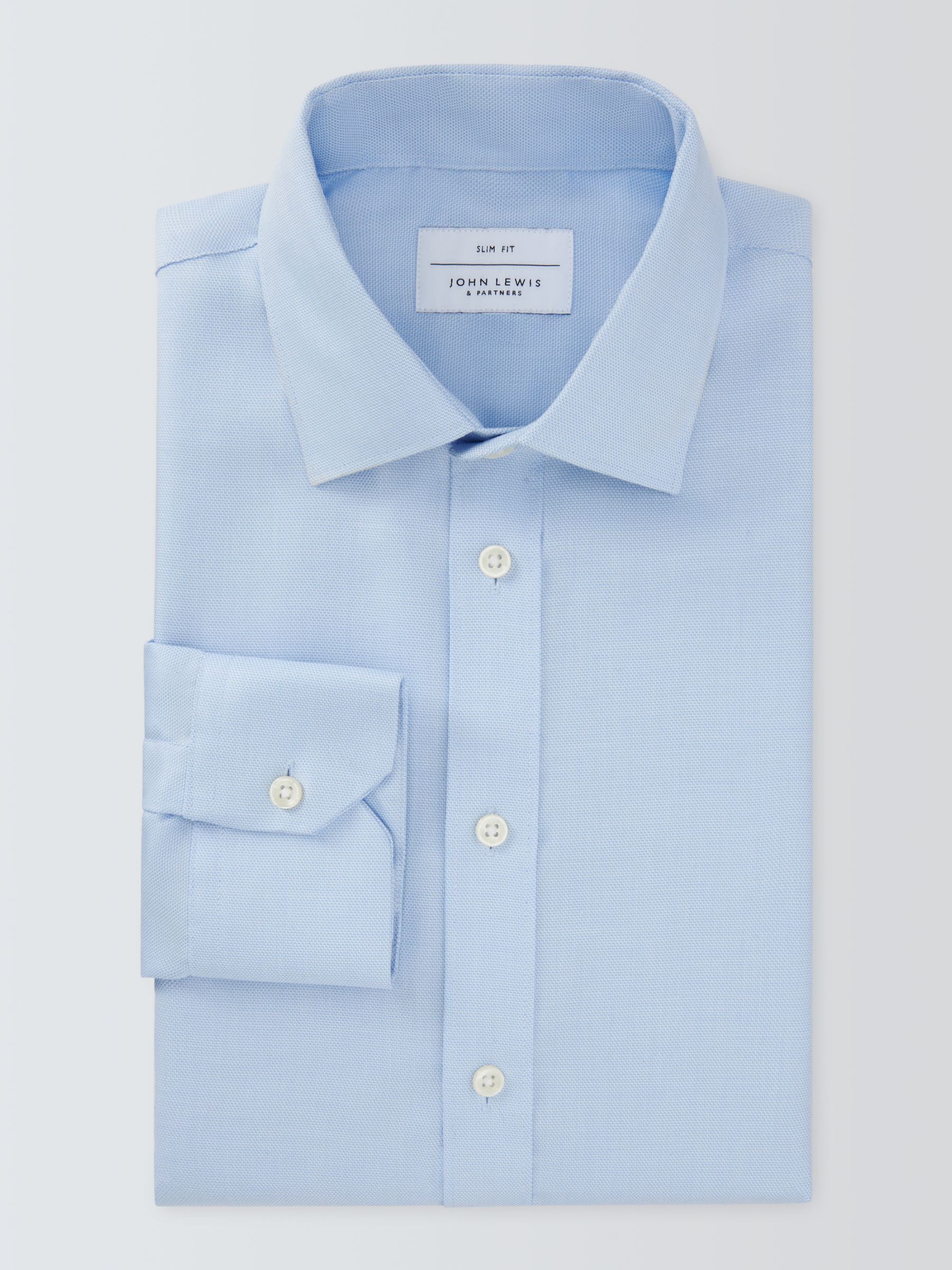 John Lewis Dobby Slim Fit Shirt, Blue, 17R