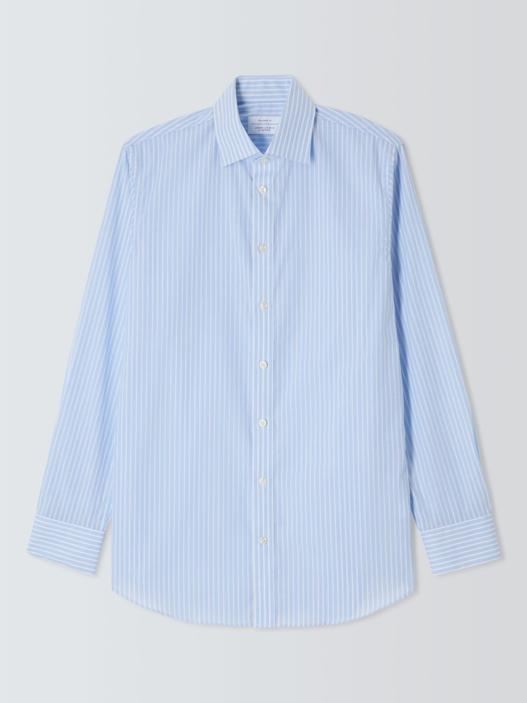 John Lewis Stripe Tailored Fit Shirt, Light Blue at John Lewis & Partners