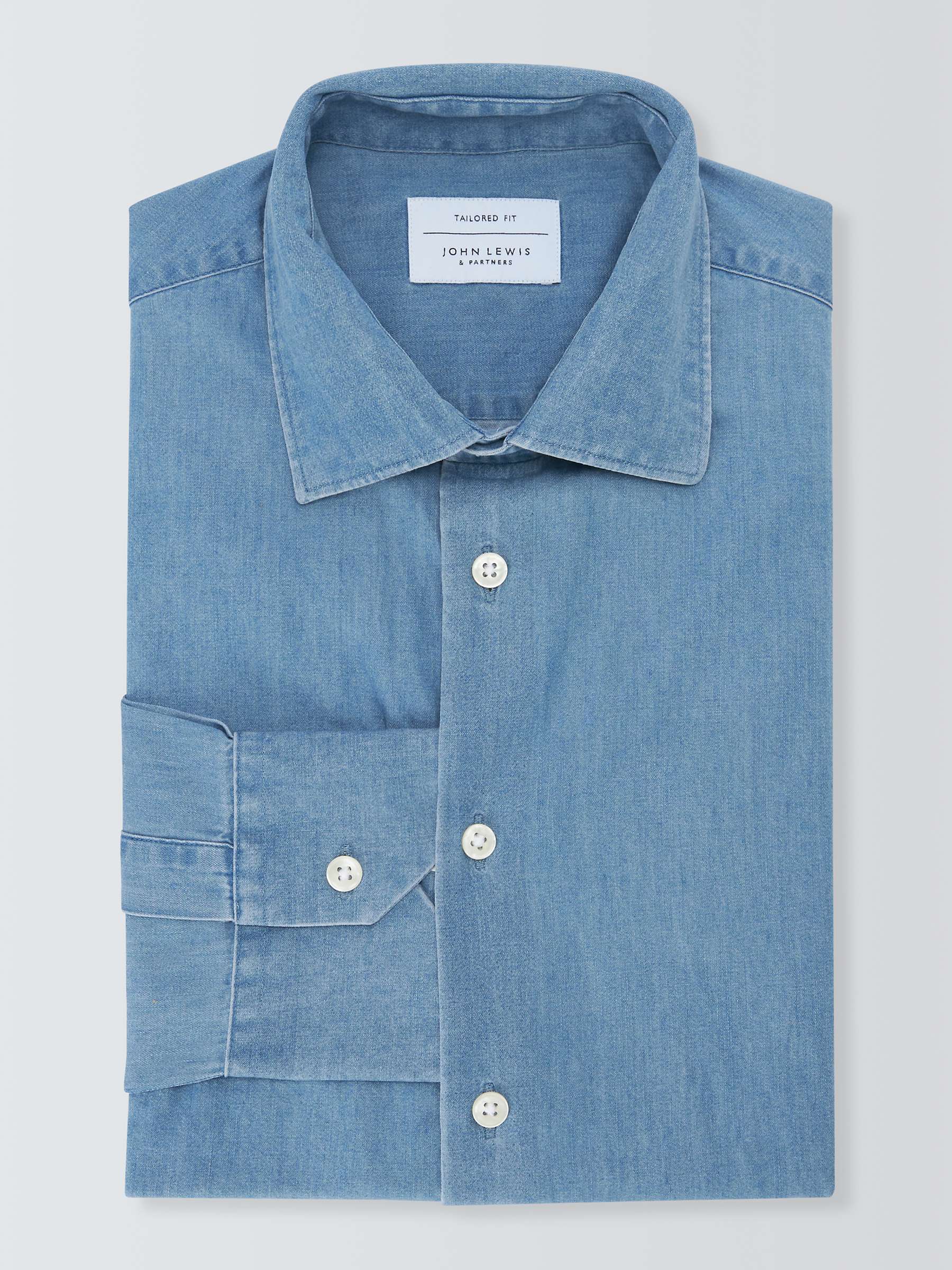 Buy John Lewis Denim Tailored Fit Shirt, Blue Online at johnlewis.com