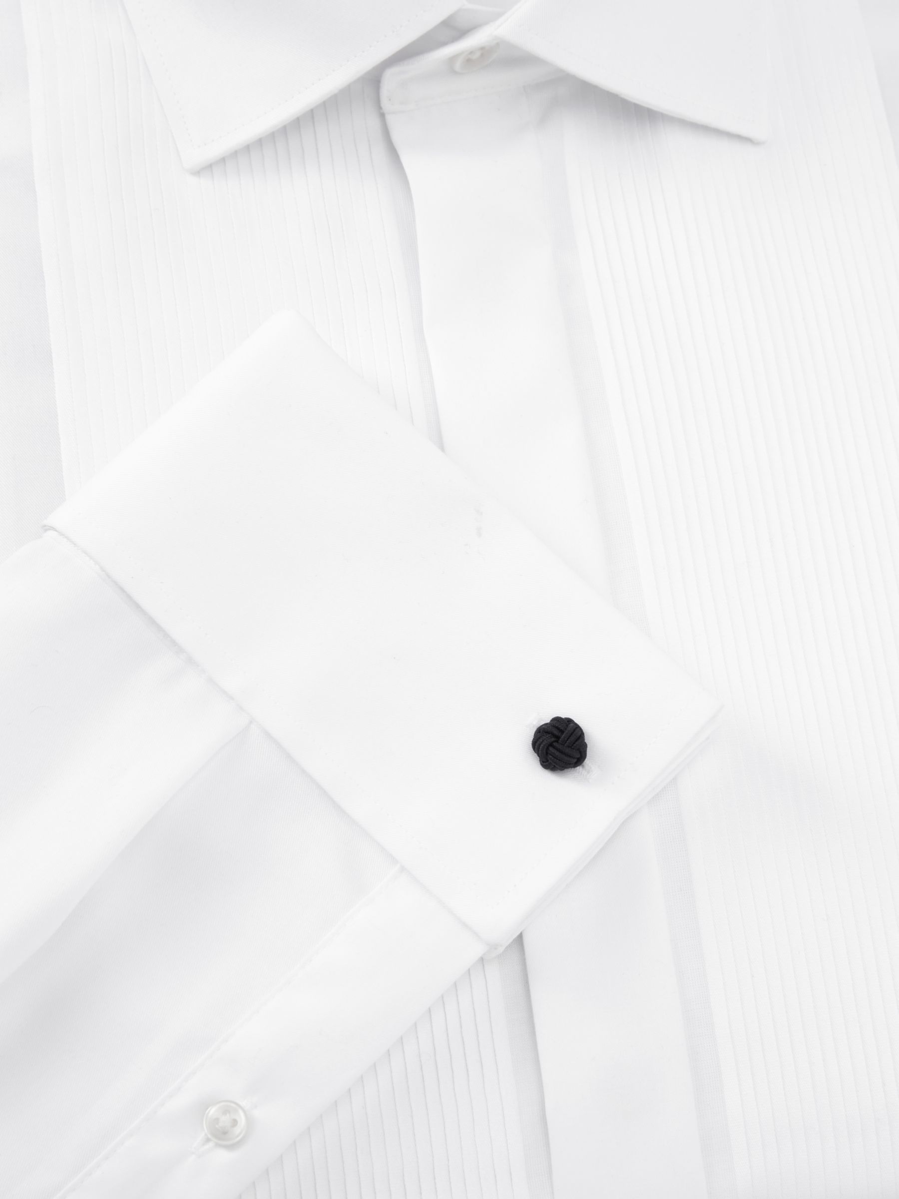 John Lewis Pleated Point Collar Regular Fit Dress Shirt, White, 15R