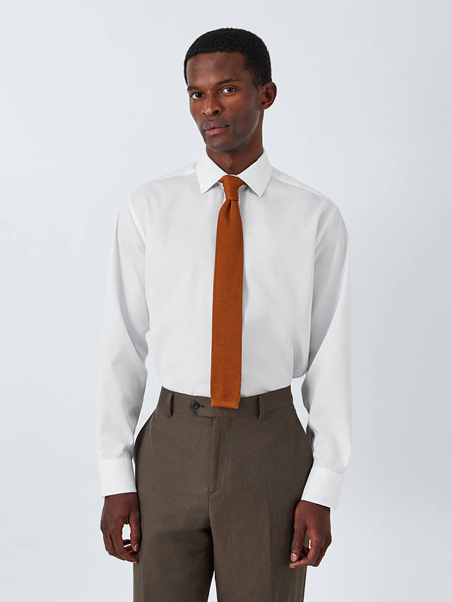 John Lewis Non Iron Twill Regular Fit Single Cuff Shirt, White