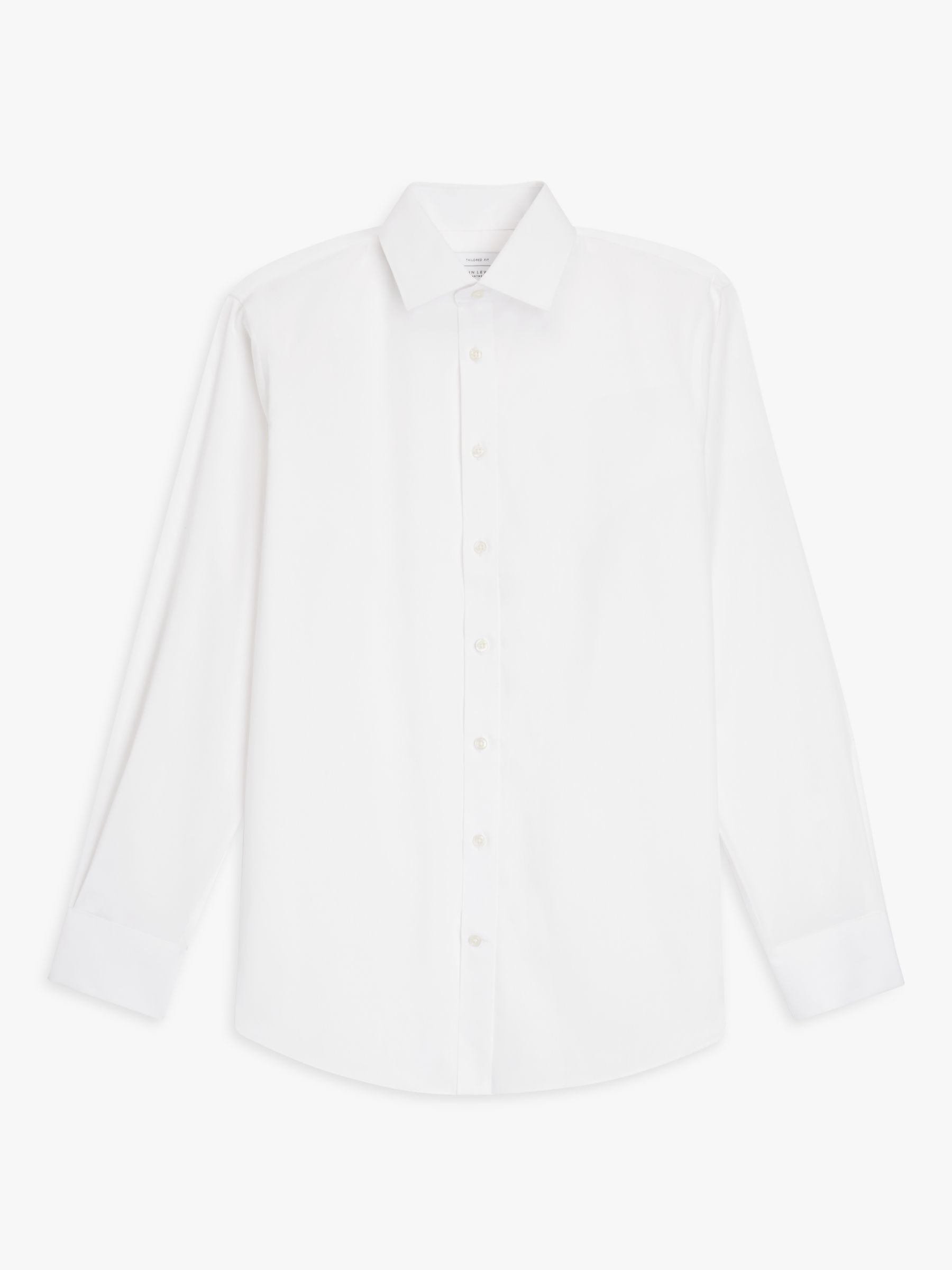 John Lewis Non Iron Twill Tailored Fit Shirt, White, 16.5L