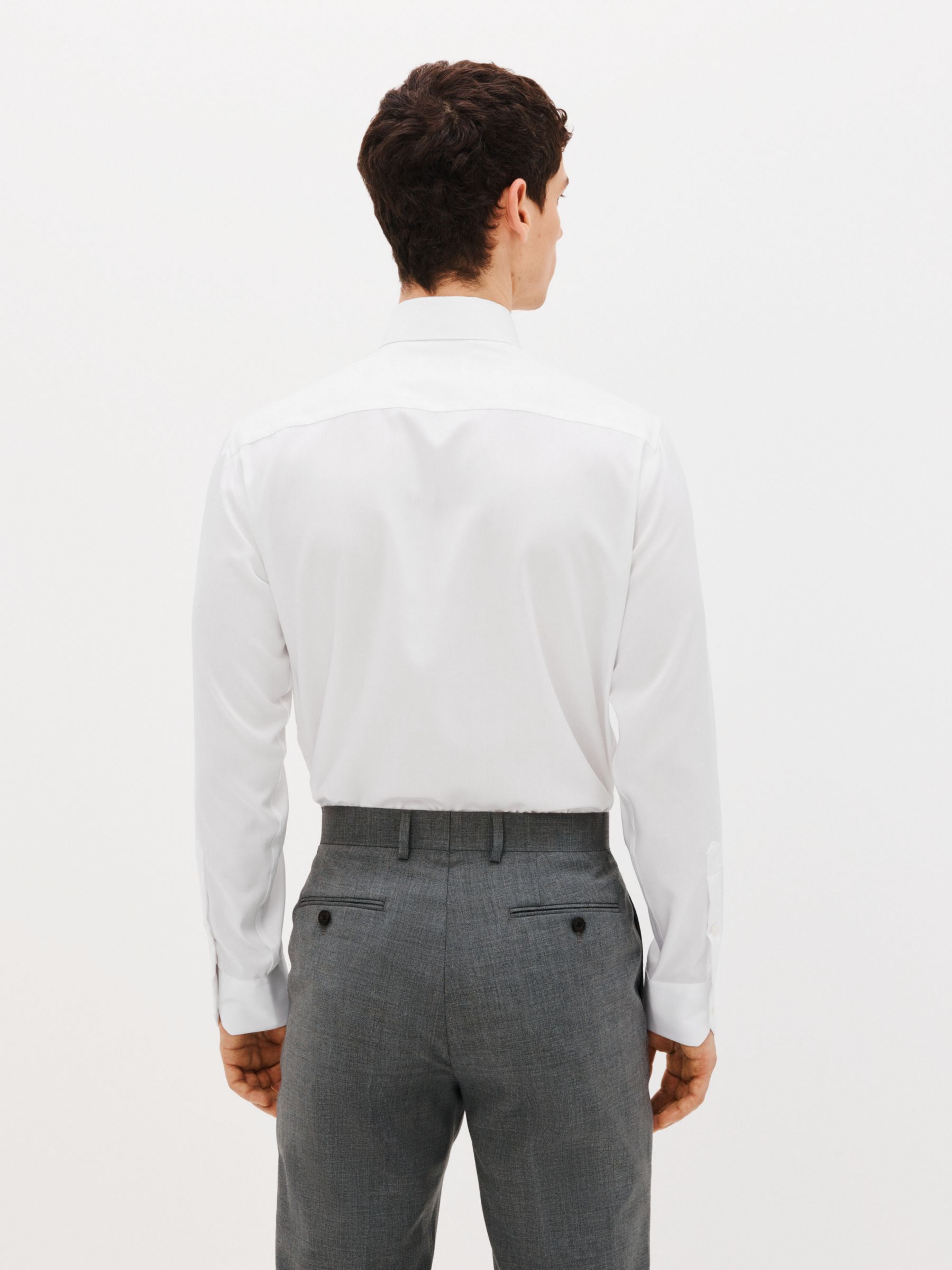 John Lewis Non Iron Twill Tailored Fit Shirt, White, 16.5L