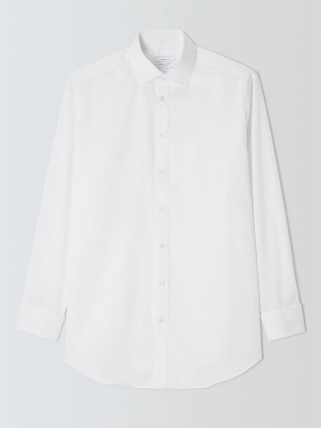 John Lewis Non Iron Twill Regular Fit Double Cuff Shirt, White