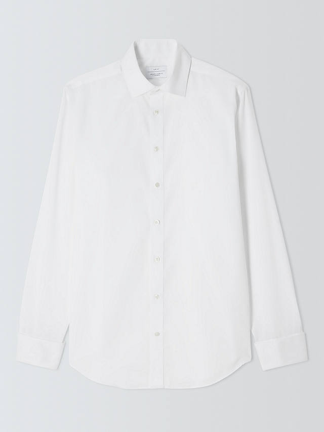 John Lewis Non Iron Twill Double Cuff Slim Fit Shirt, White