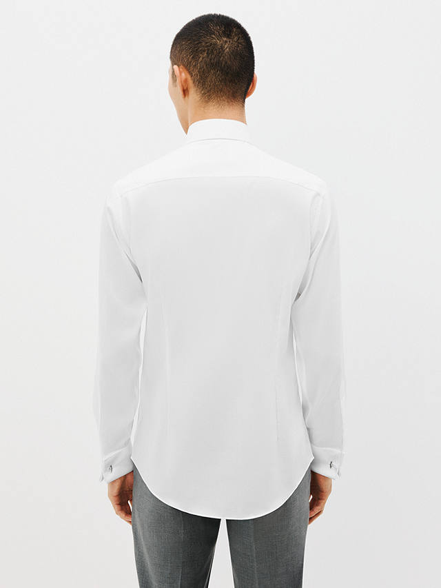 John Lewis Non Iron Twill Double Cuff Slim Fit Shirt, White
