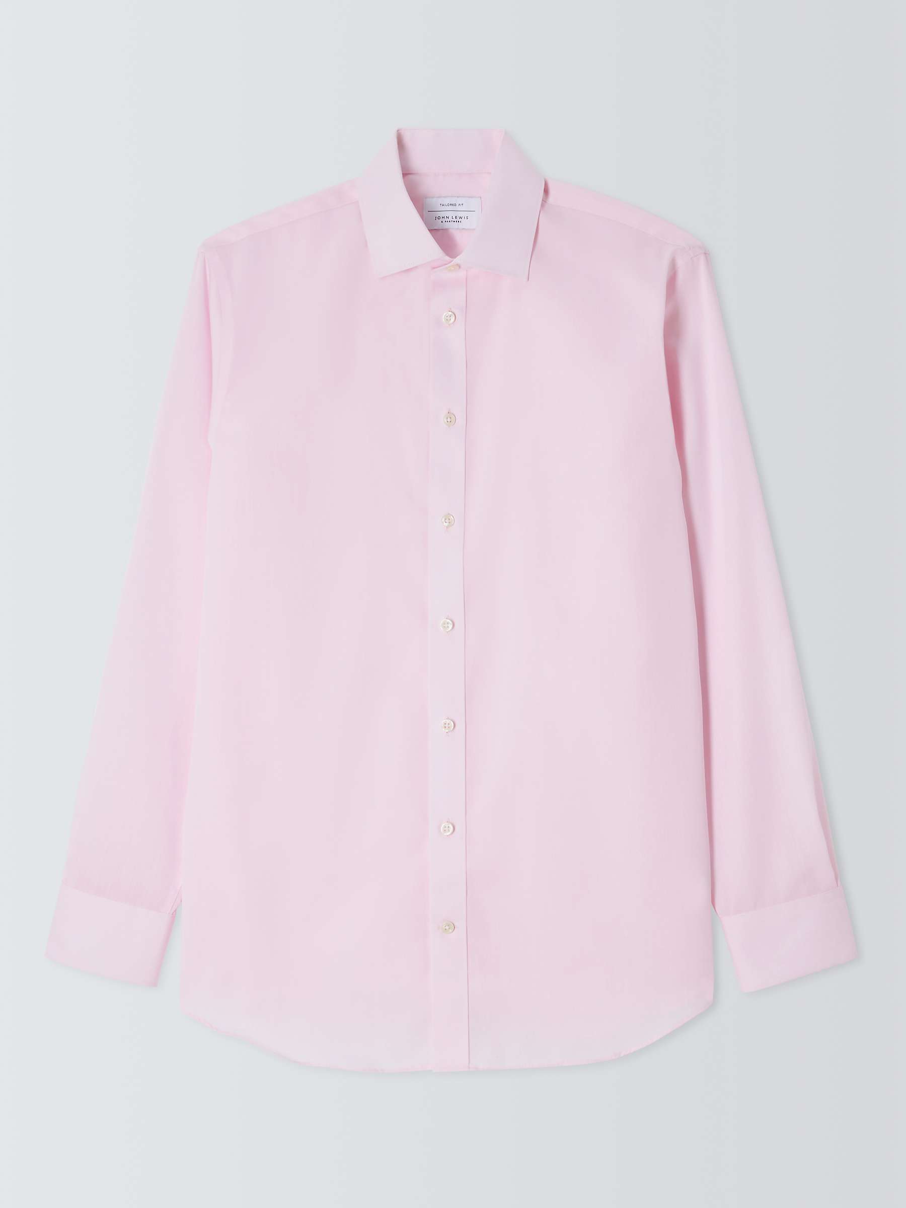 John Lewis Twill Tailored Fit Shirt, Pink at John Lewis & Partners