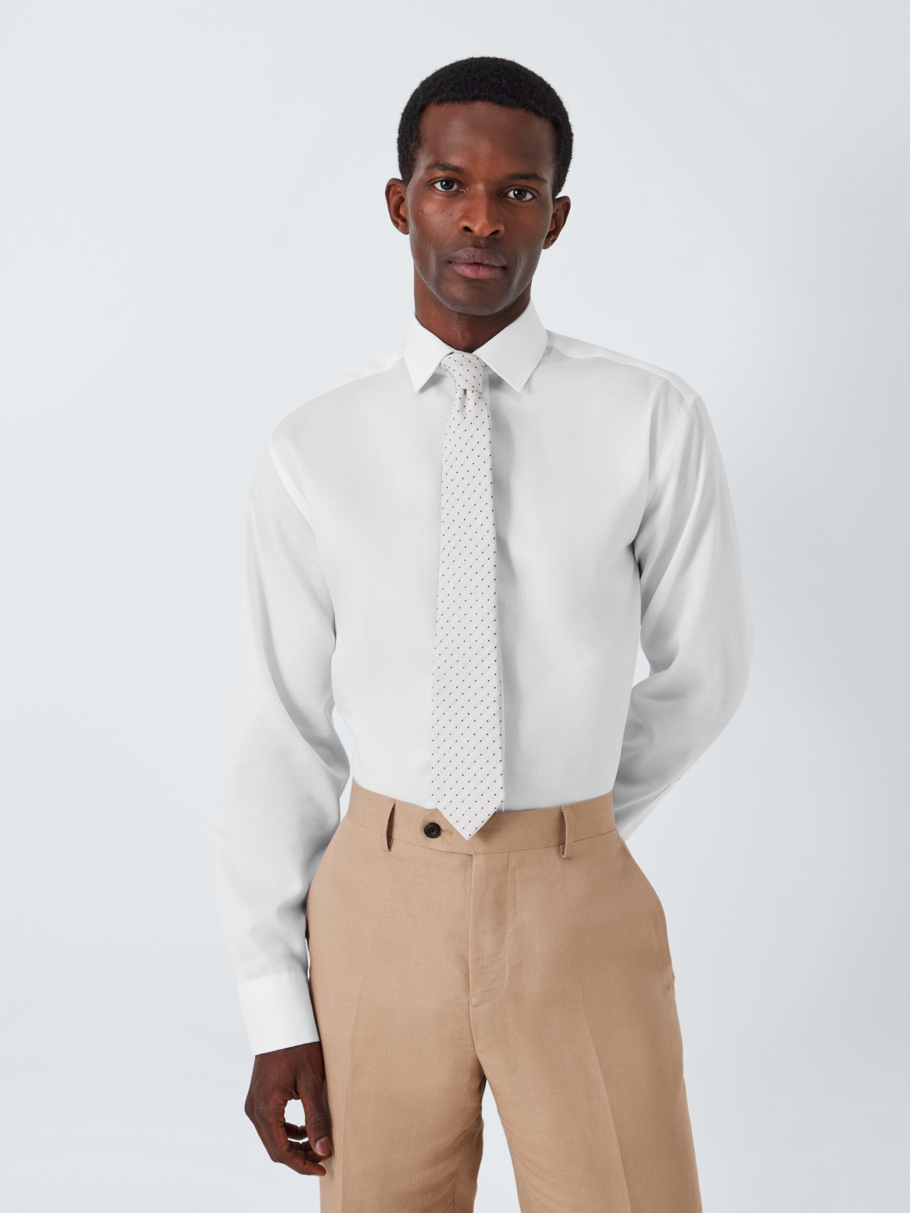 John Lewis Dobby Regular Fit Shirt, White at John Lewis & Partners