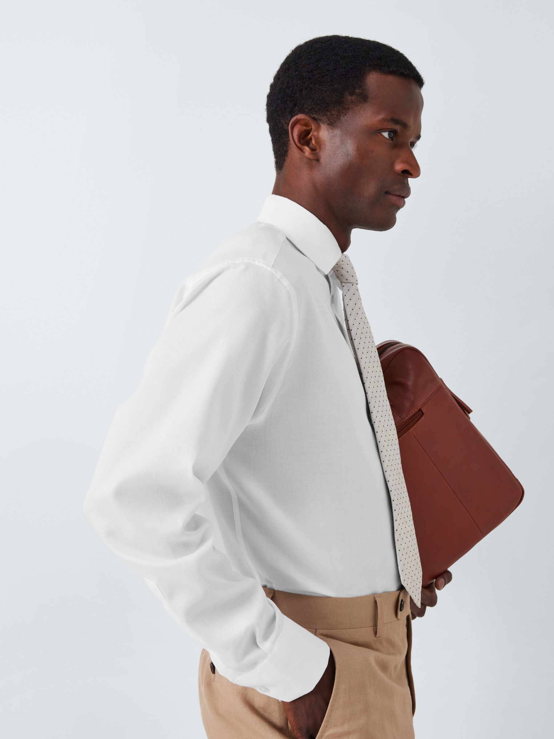 John Lewis Dobby Regular Fit Shirt, White at John Lewis & Partners