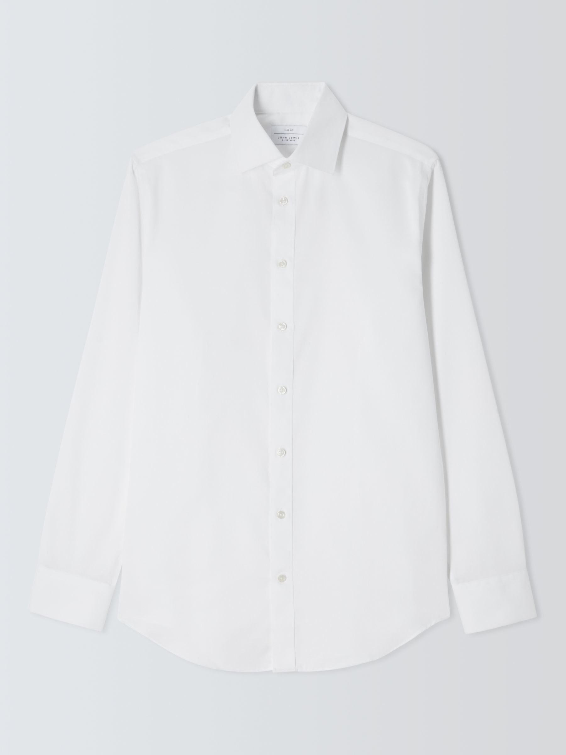 John Lewis Non Iron Dobby Slim Fit Shirt, White, 17.5R