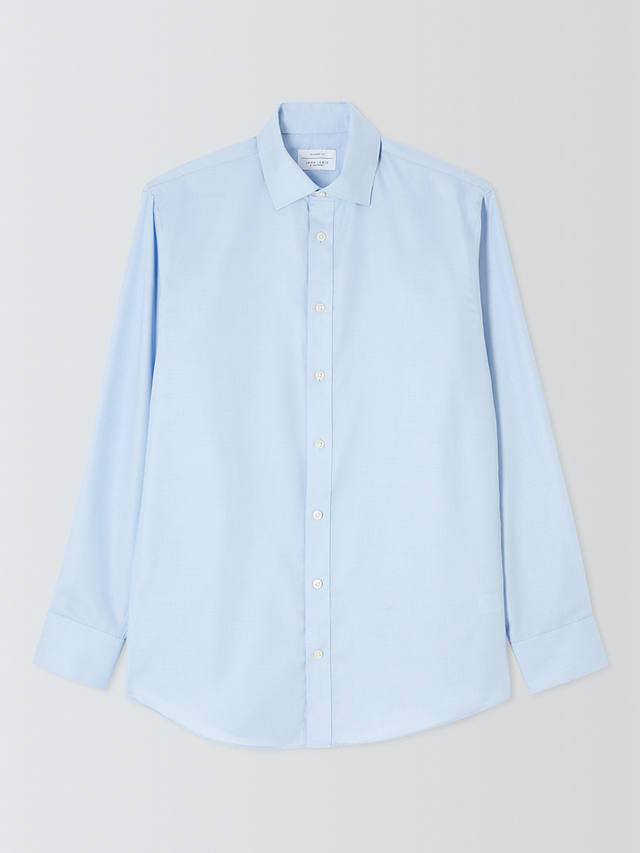 John Lewis Dobby Tailored Fit Shirt, Blue at John Lewis & Partners