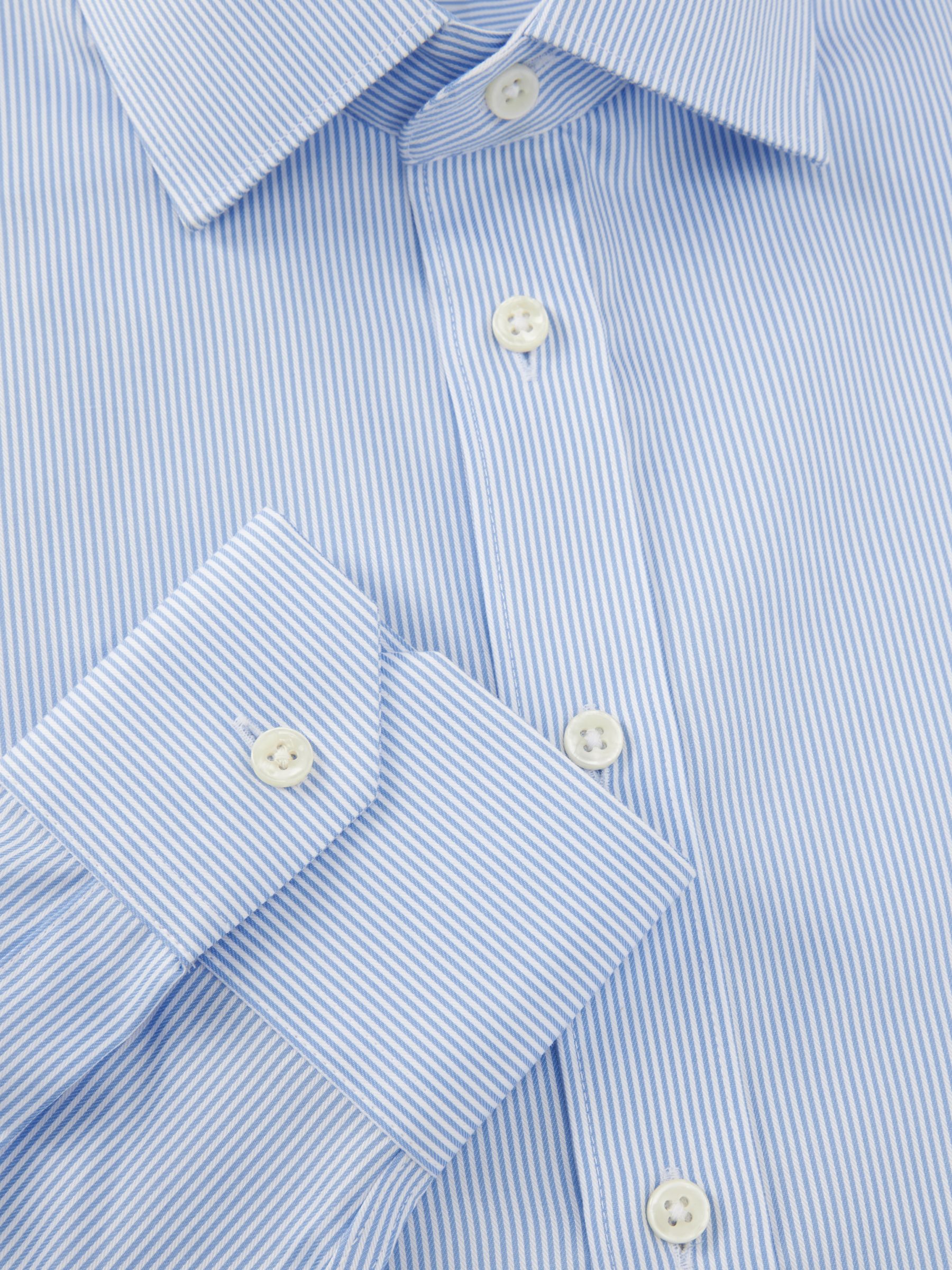 John Lewis Non Iron Bengal Stripe Tailored Fit Shirt, Blue, 17R