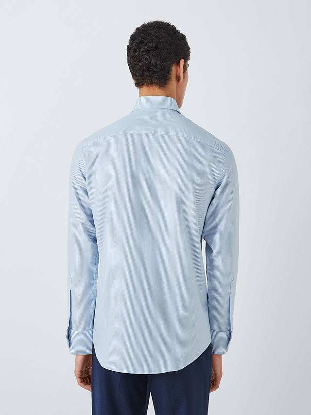 John Lewis Oxford Stripe Tailored Fit Shirt, Blue Stripe