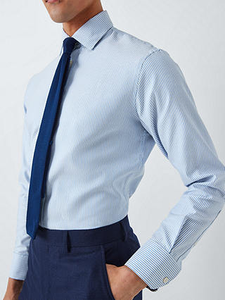 John Lewis Oxford Stripe Tailored Fit Shirt, Blue Stripe