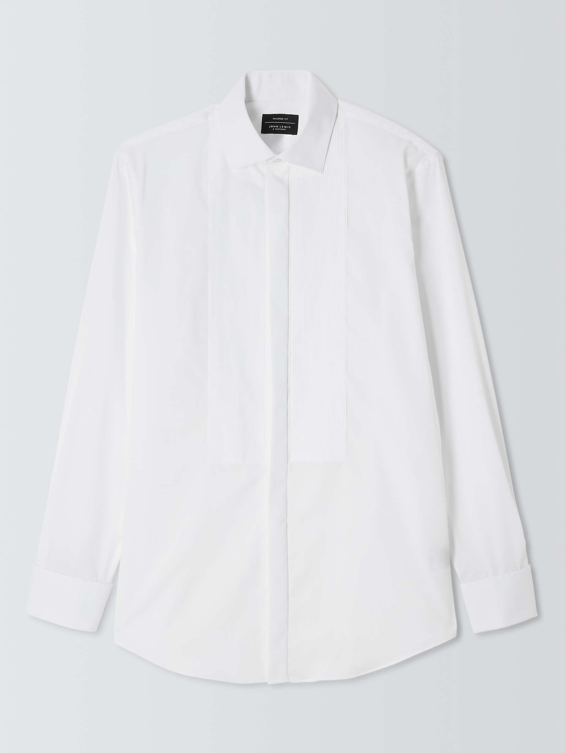 John Lewis Pleated Point Collar Tailored Fit Dress Shirt, White at John ...