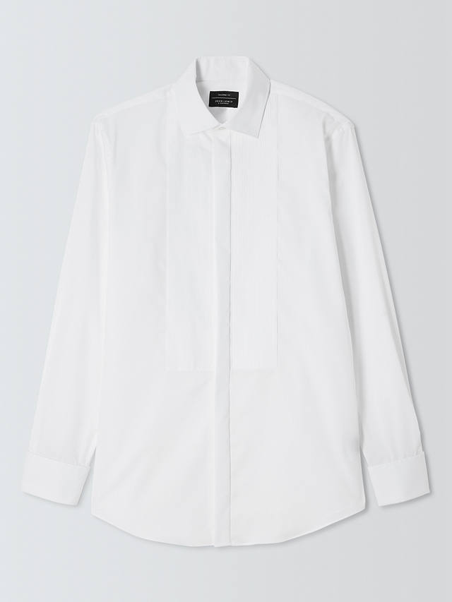 John Lewis Pleated Point Collar Tailored Fit Dress Shirt, White