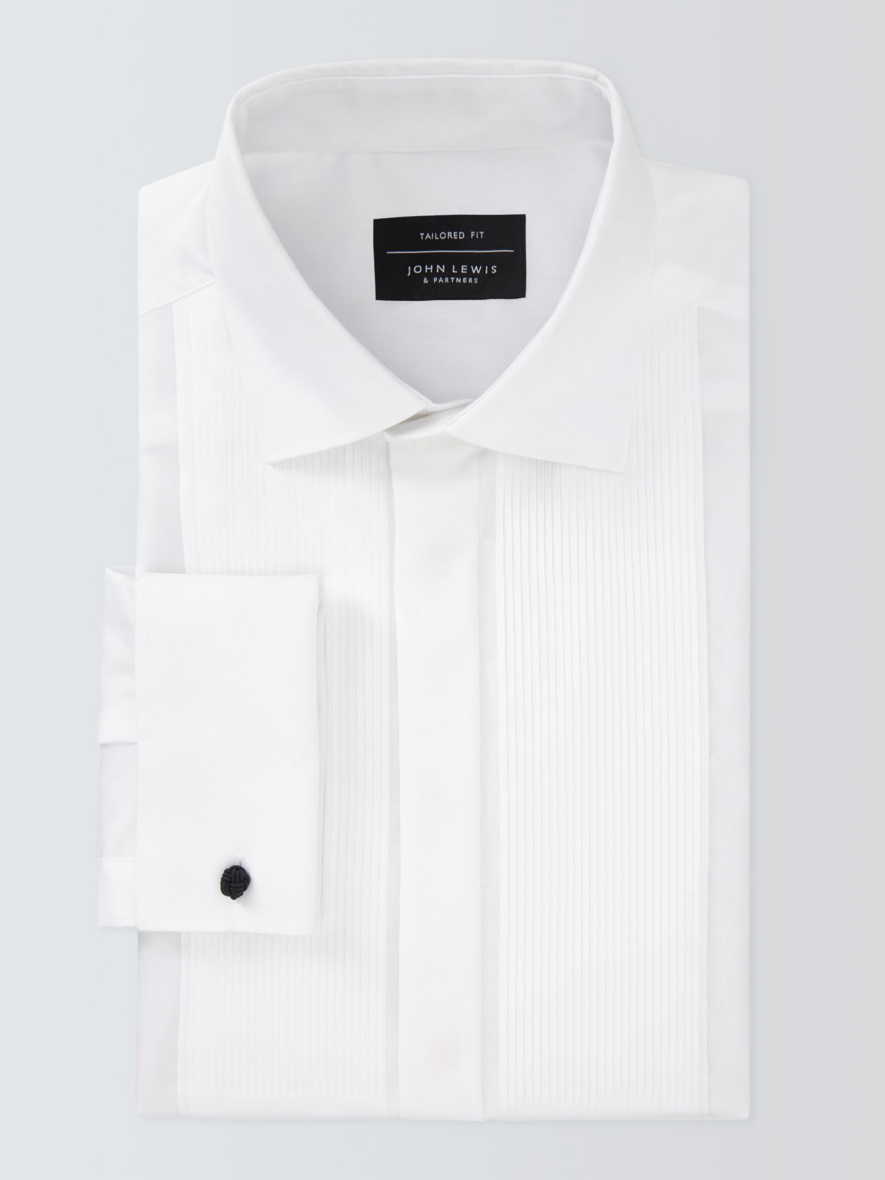 John Lewis Pleated Point Collar Tailored Fit Dress Shirt, White, 15R