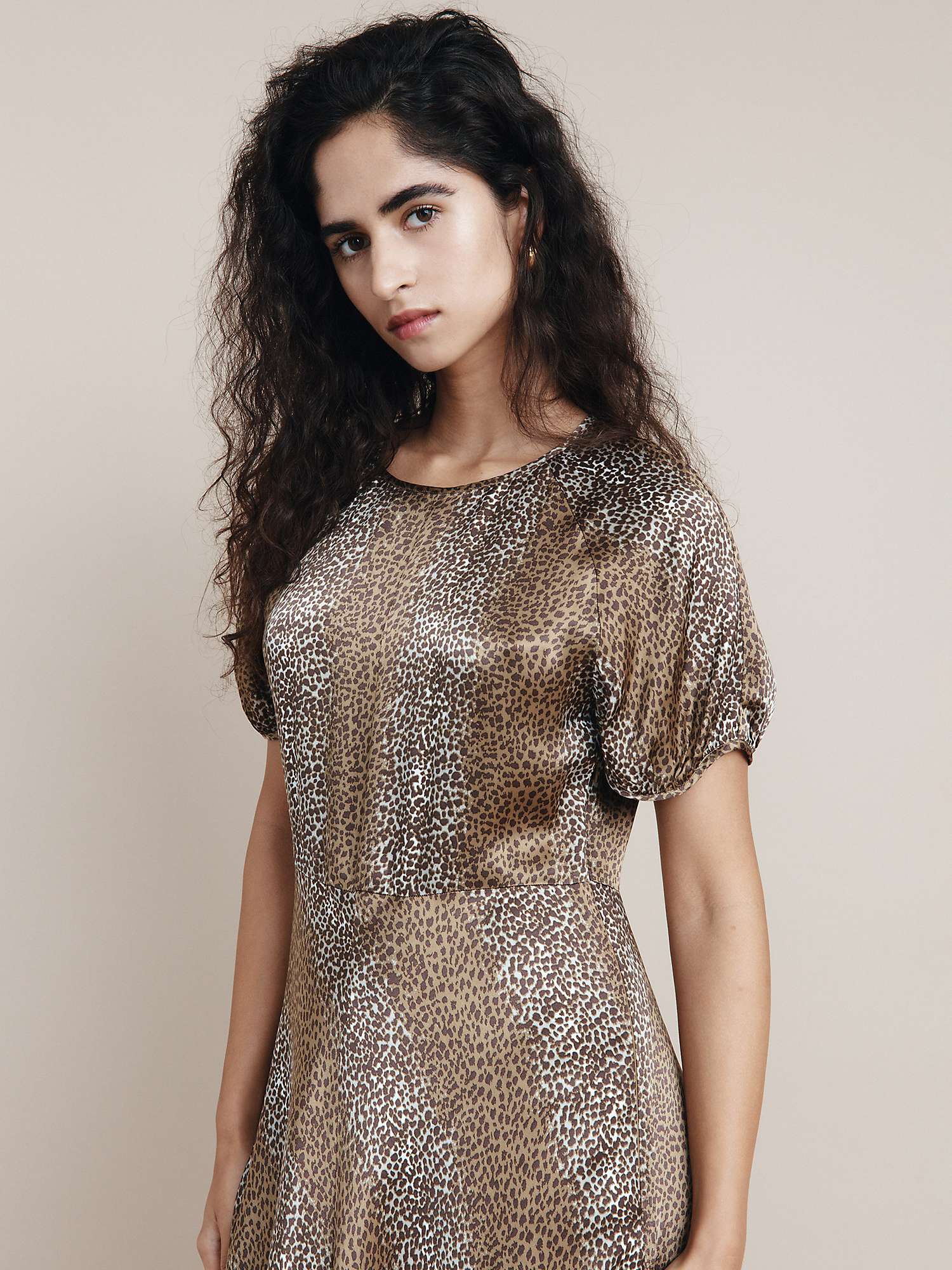 Buy Ghost Bea Midi Dress, Brown Leopard Online at johnlewis.com