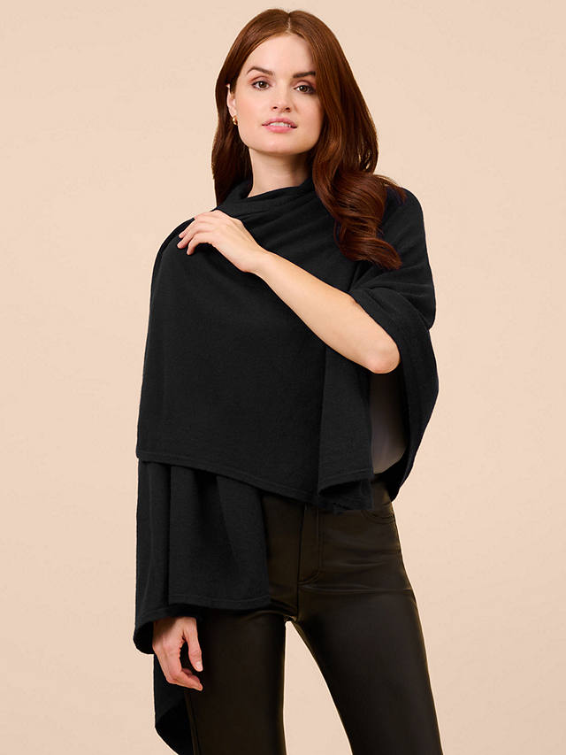 Adrianna Papell Classic Solid Cashmere Blend S’HUG® Cardigan Wrap, Black