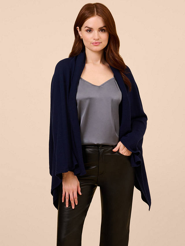 Adrianna Papell Classic Solid Cashmere Blend S’HUG® Cardigan Wrap, Navy