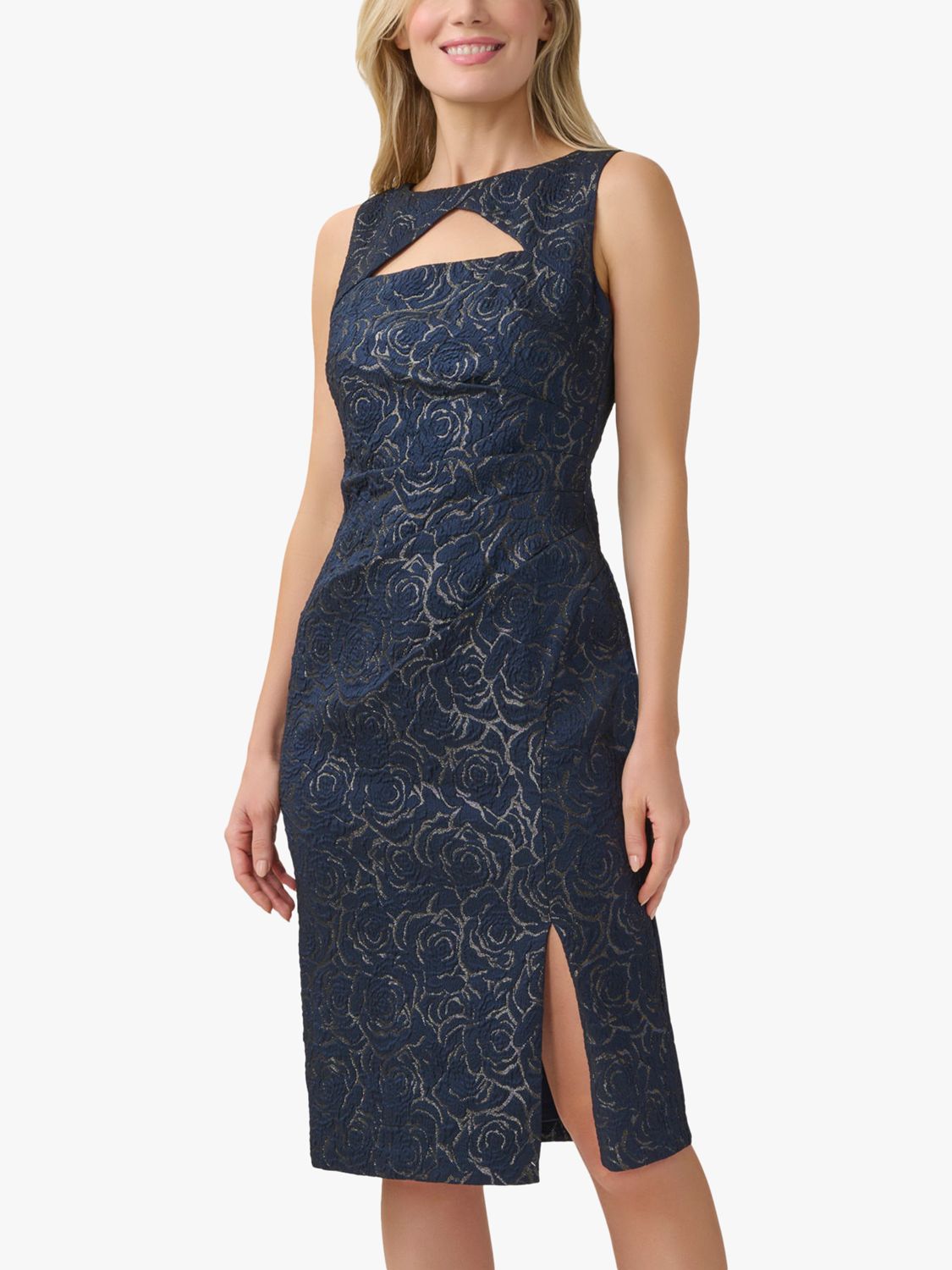 Adrianna Papell Floral Lace Combo Sheath Dress, Navy at John Lewis &  Partners