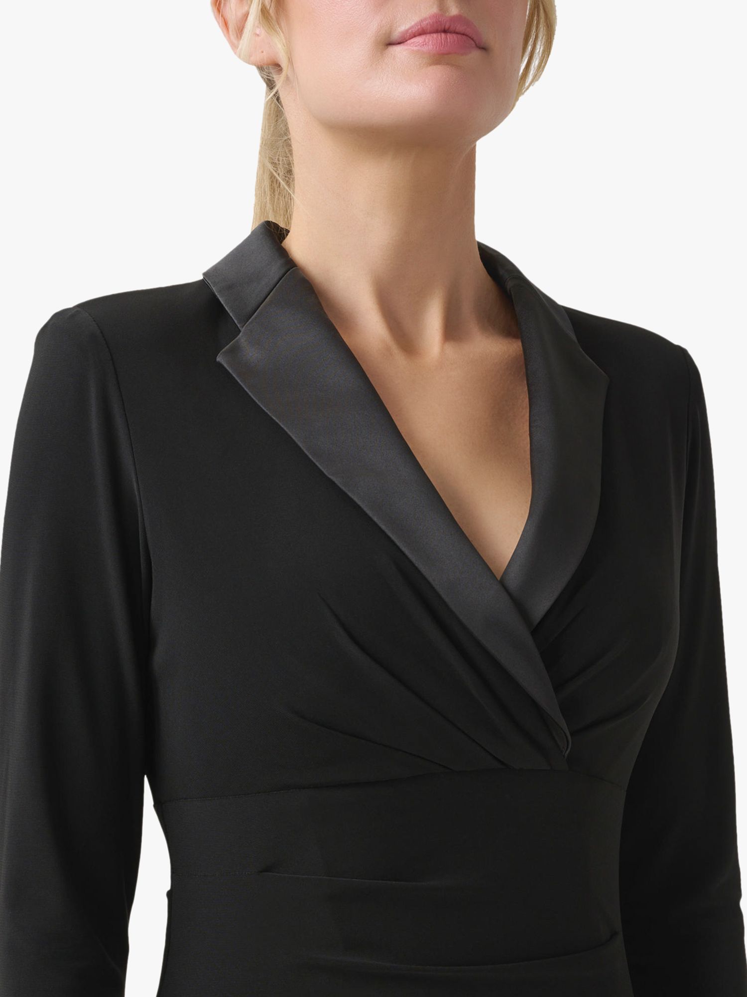 Adrianna Papell Jersey Tuxedo Dress, Black at John Lewis & Partners