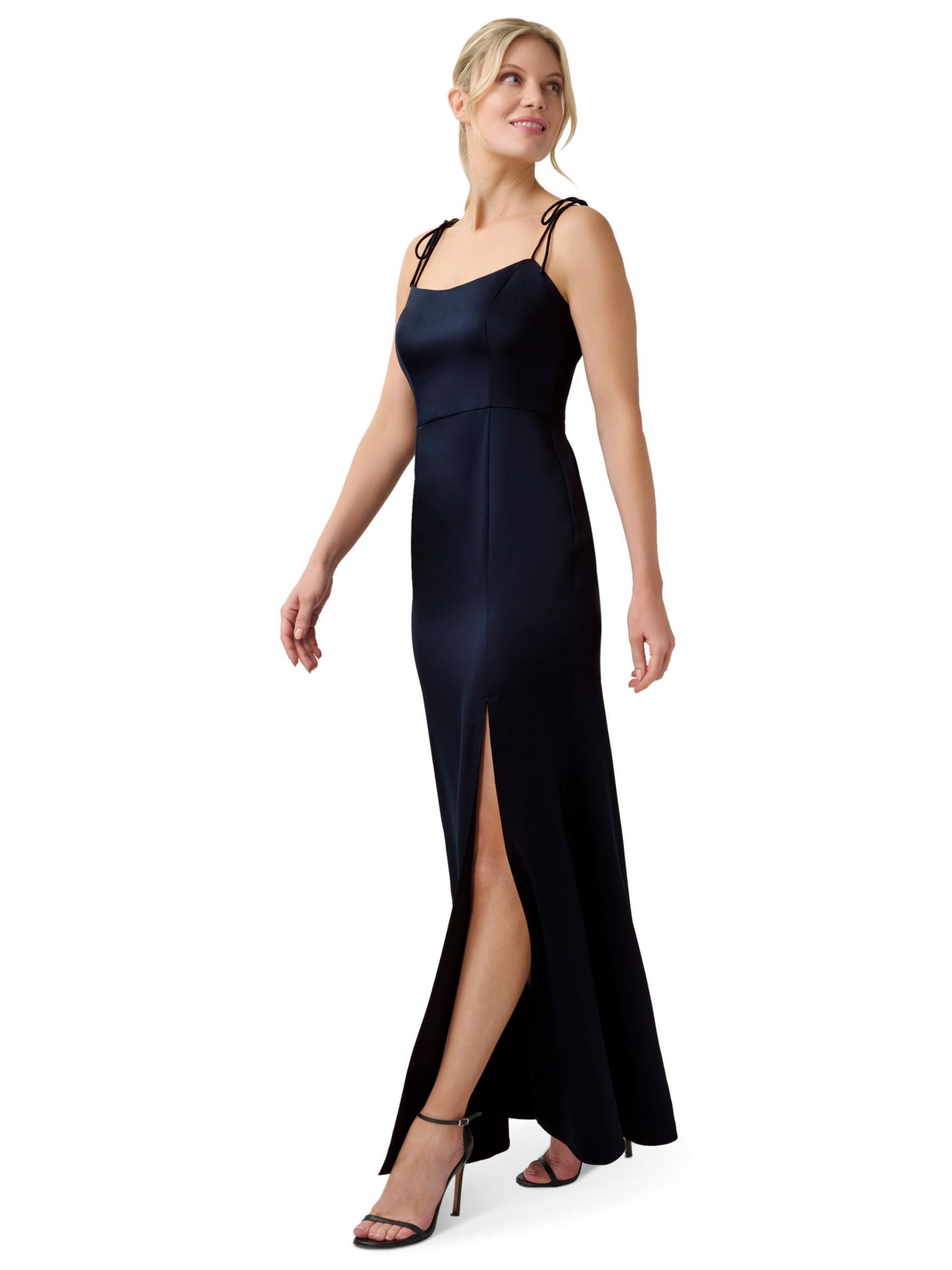 Adrianna Papell Satin Crepe Maxi Dress Dark Navy