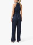 Adrianna Papell Metallic Crinkle Jumpsuit, Navy Night