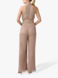 Adrianna Papell Metallic Crinkle Jumpsuit, Taupe/Pink