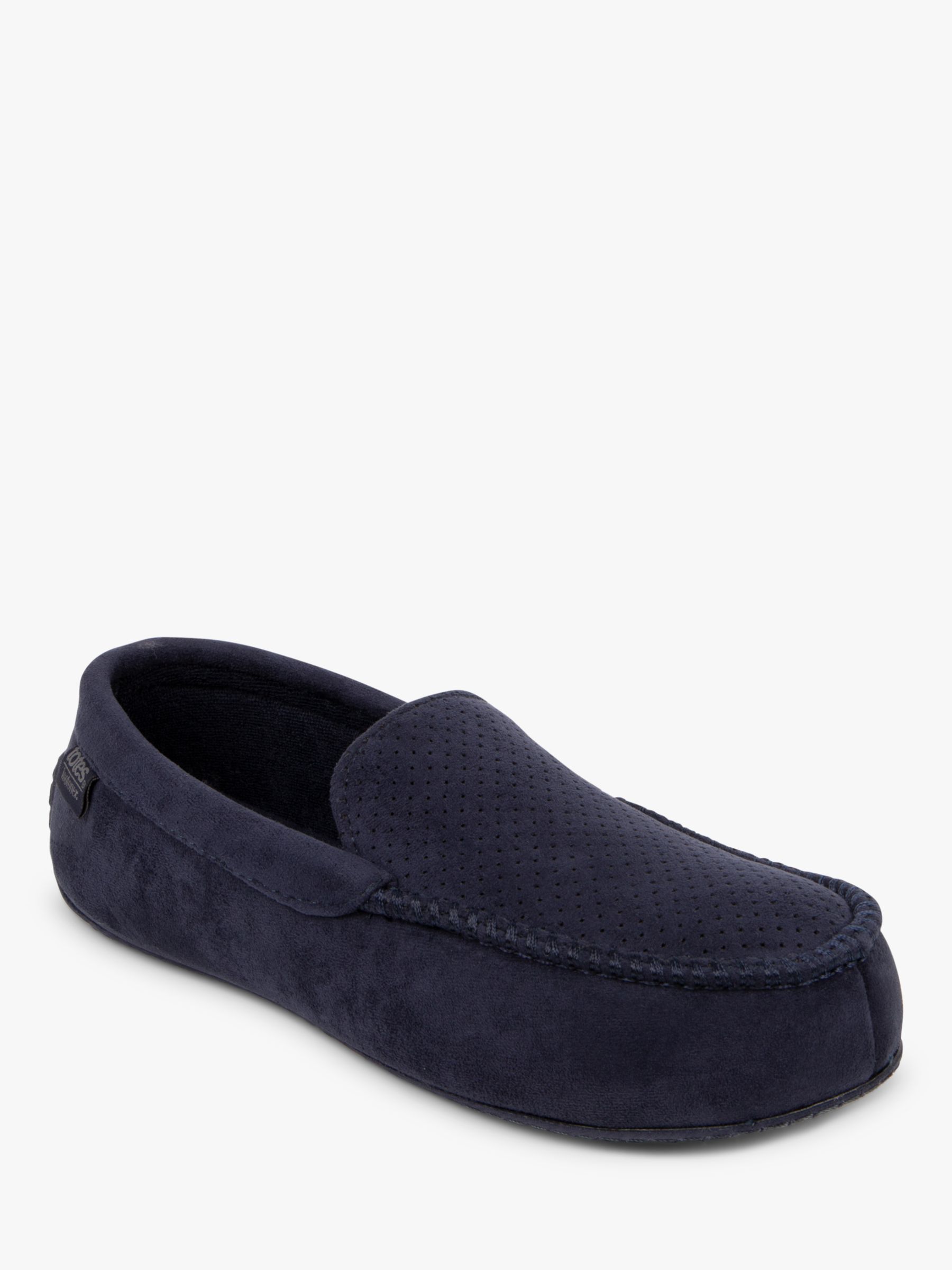 totes Airtex Suedette Moccasin Slippers, Navy, 8