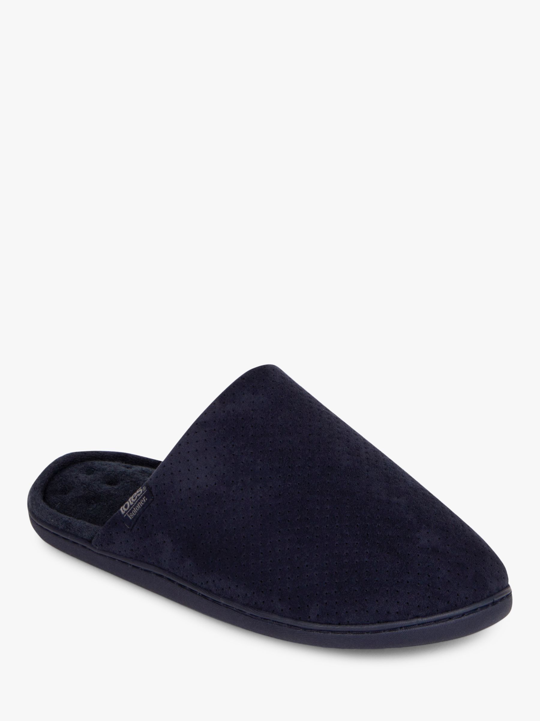totes Airtex Suedette Mule Slippers, Navy at John Lewis & Partners