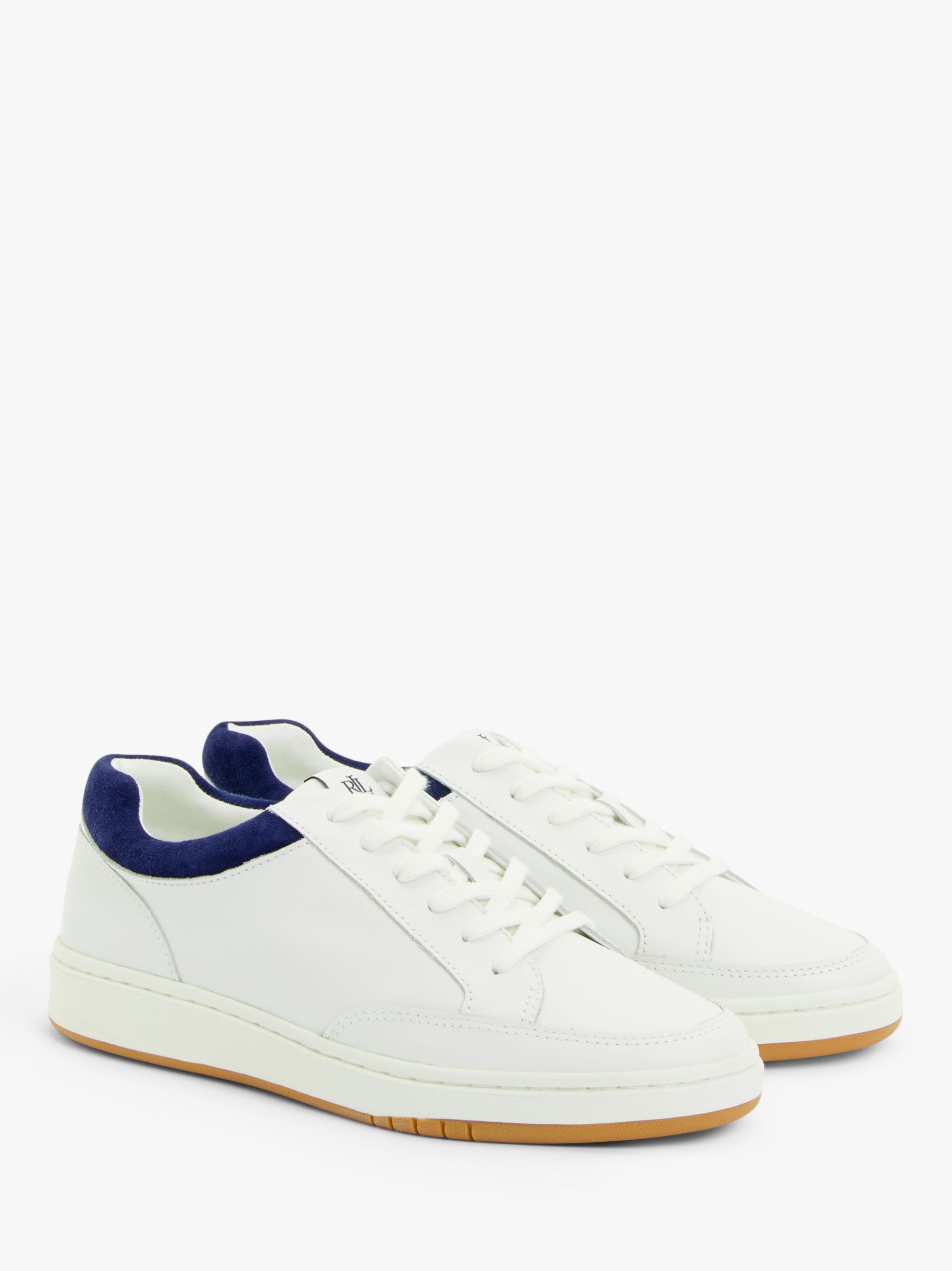 Ralph Lauren Hailey Leather Lace Up Trainers, White