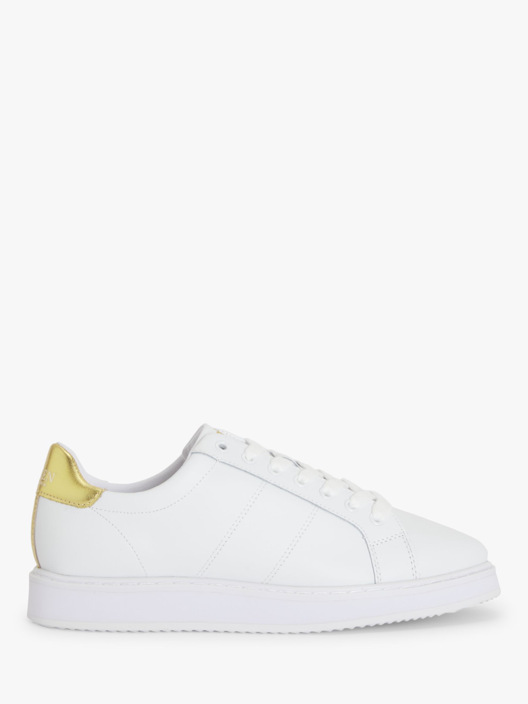Ralph Lauren Angeline Leather Trainers, White at John Lewis & Partners
