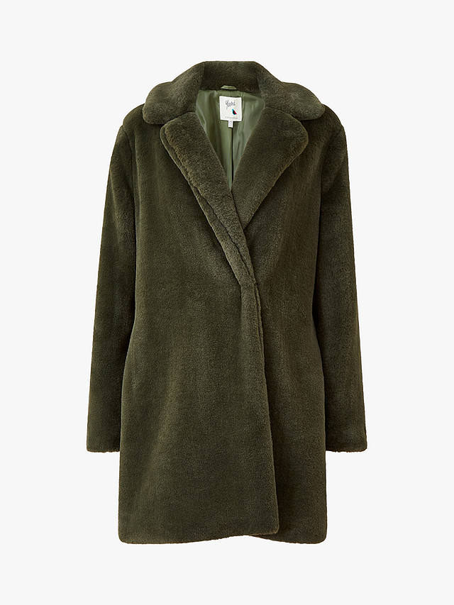 Yumi Faux Fur Coat, Khaki