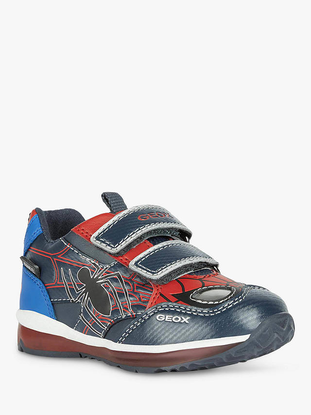 Geox Kids' Todo Spider-Man Light-Up Trainers, Navy/Red            