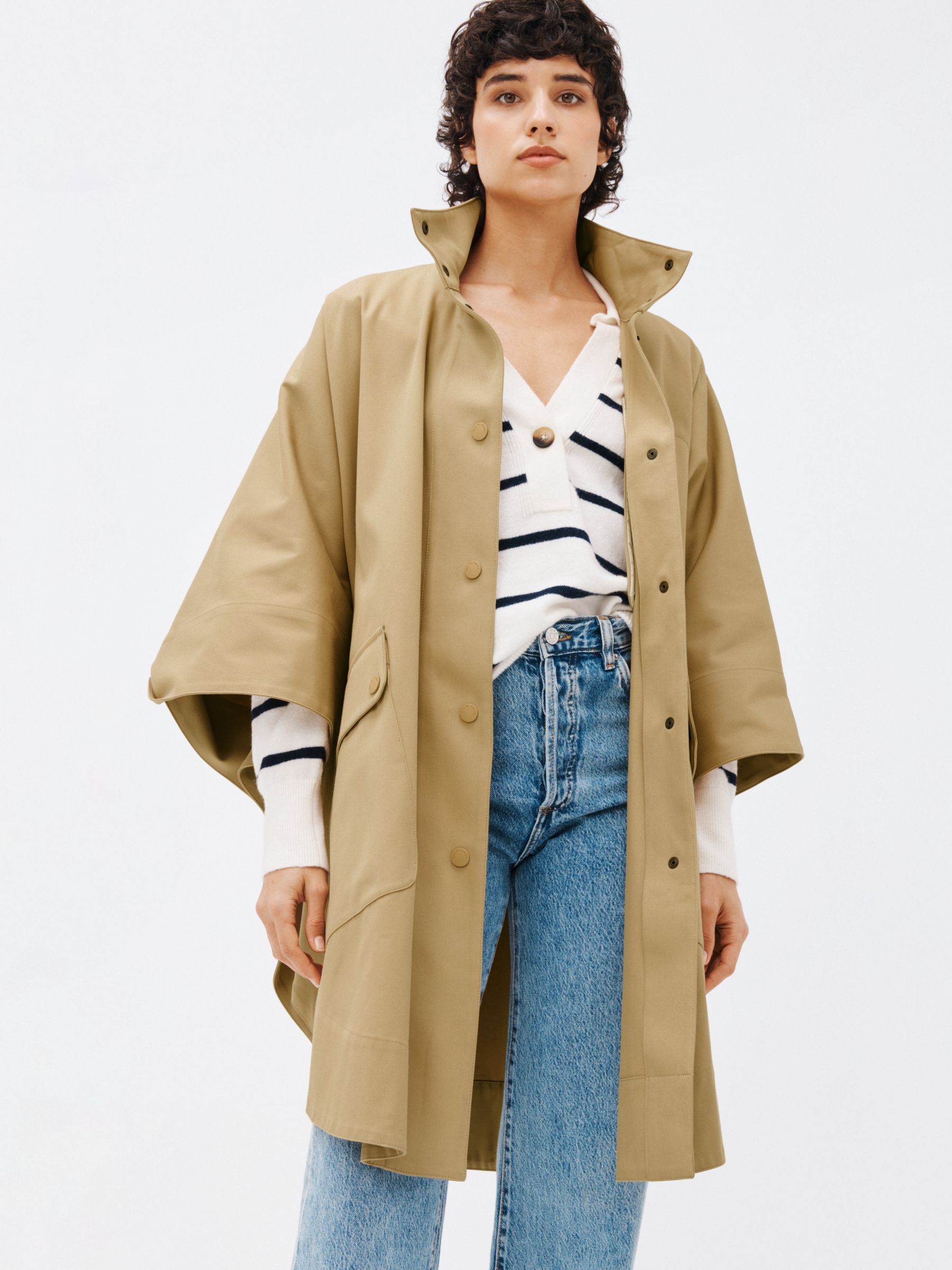 See By Chloé Plain Single Breasted Cape Coat, Jungle Brown