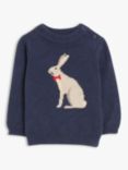 John Lewis Heirloom Collection Baby Cashmere Blend Rabbit Jumper, Navy