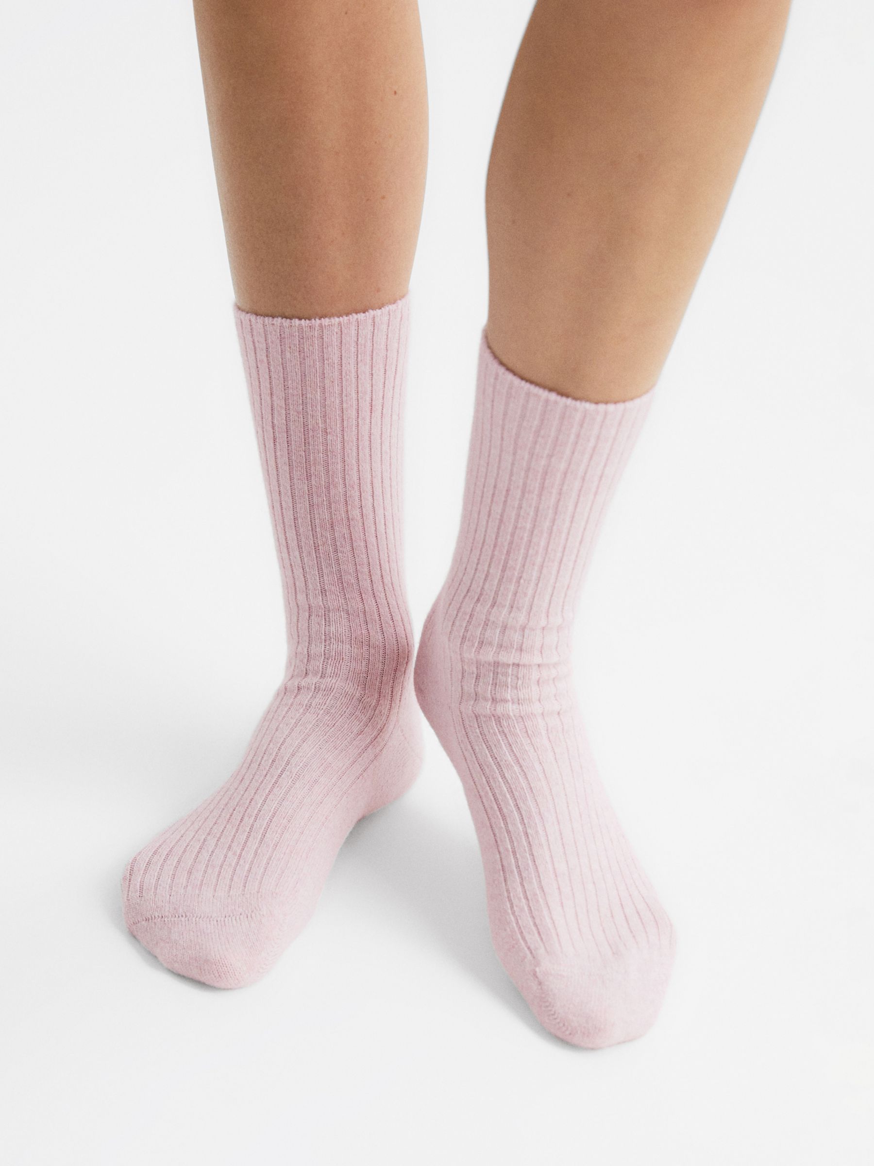 Reiss Chloe Wool Cashmere Blend Socks, Blush at John Lewis & Partners