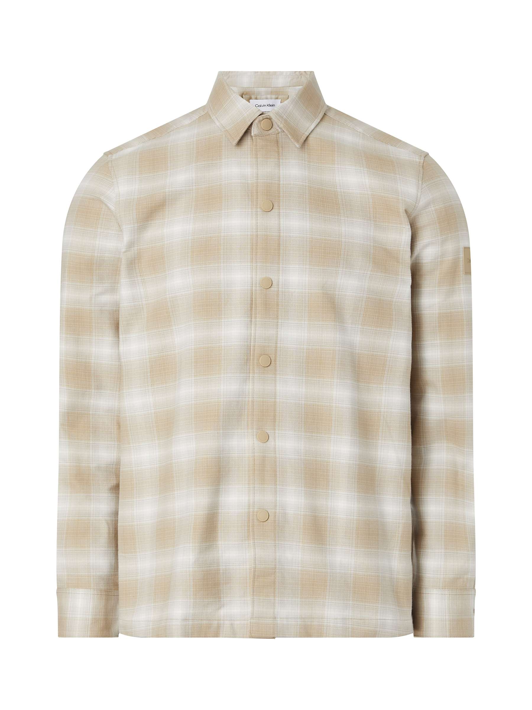 Buy Calvin Klein Twill Check Over Shirt, Travertine Online at johnlewis.com