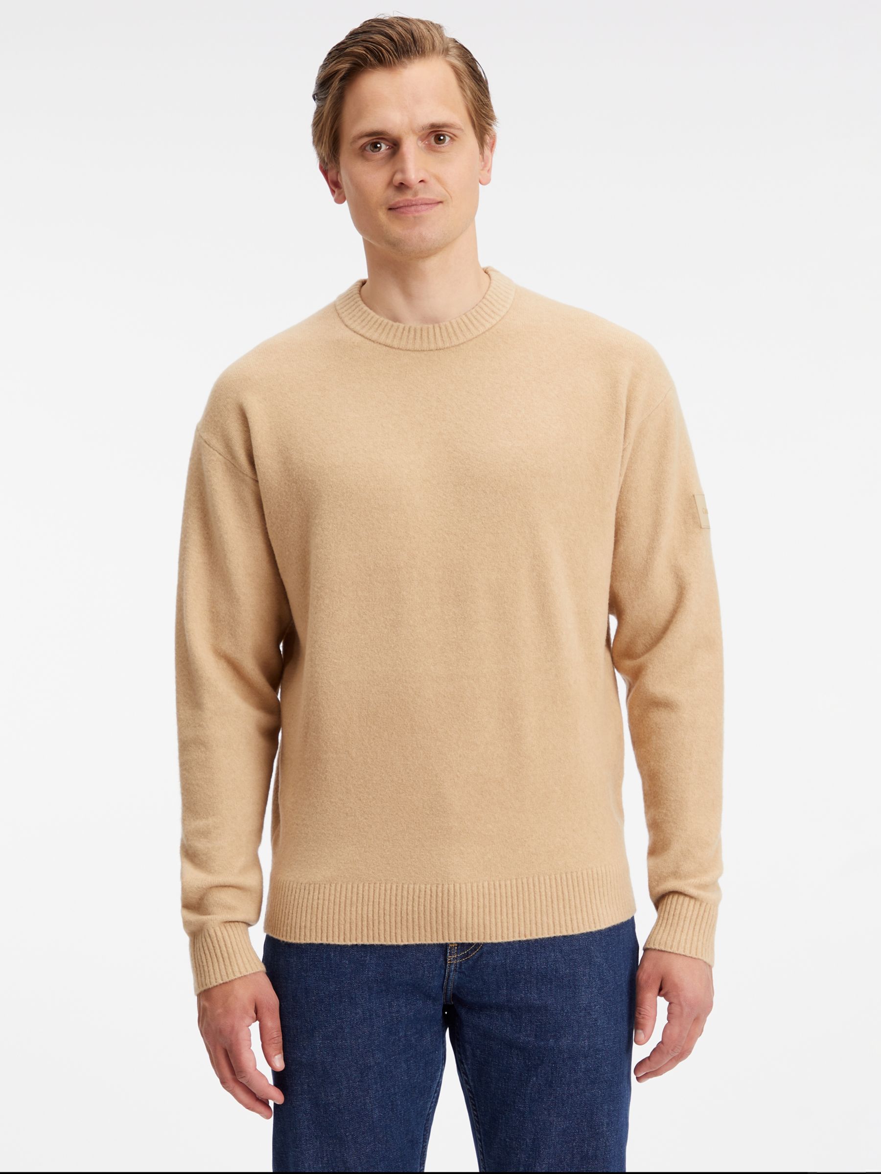Calvin Klein Comfort Fit Wool Blend Jumper, Travertine, S