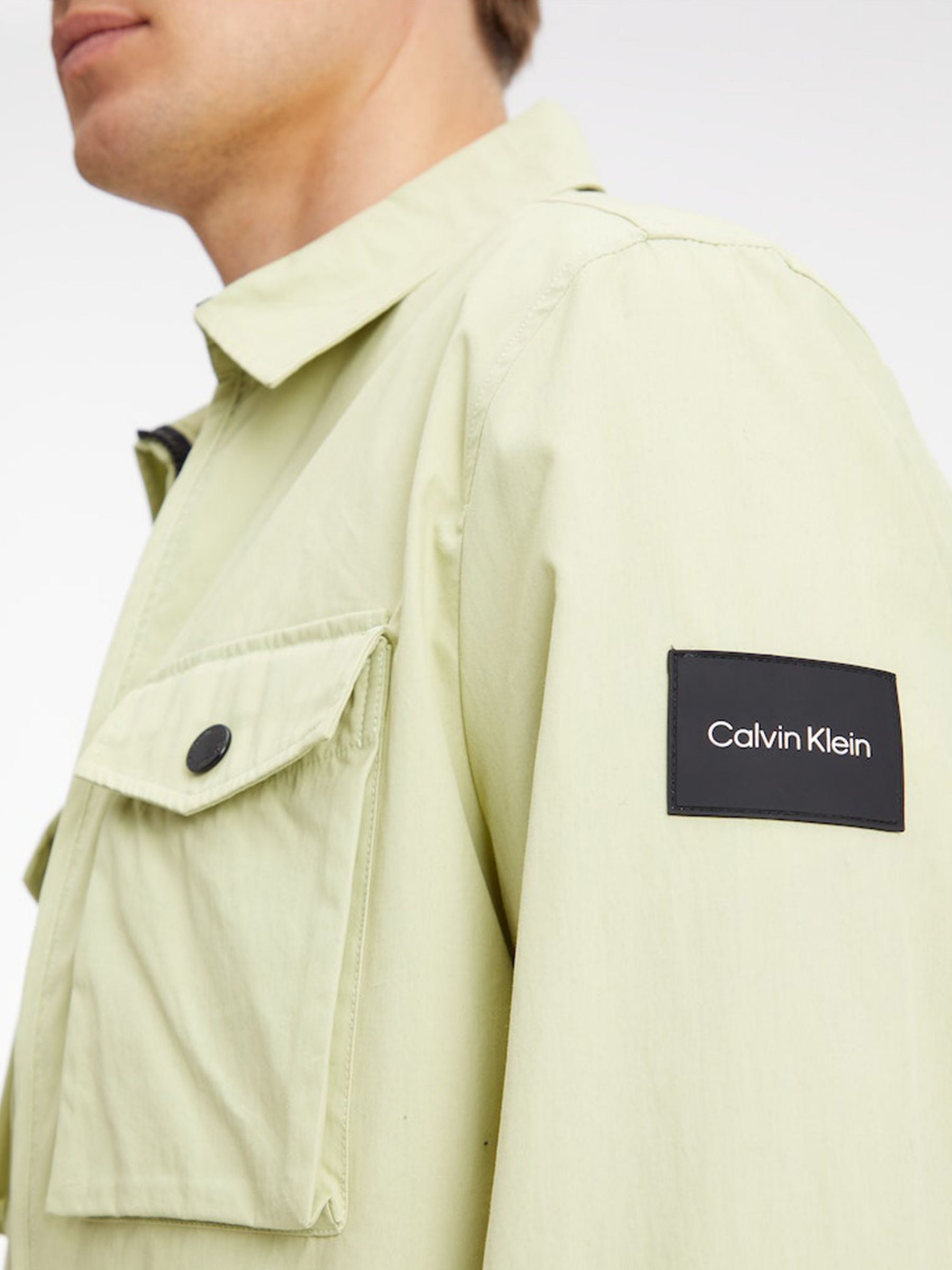 Calvin Klein Lightweight Recycled Shacket, Herb Tea, XS