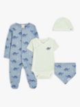 John Lewis Baby Dinosaur Sleepsuit, Bodysuit, Bib & Hat Set, Multi