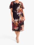 chesca Orchid Floral Print Chiffon Dress, Multi